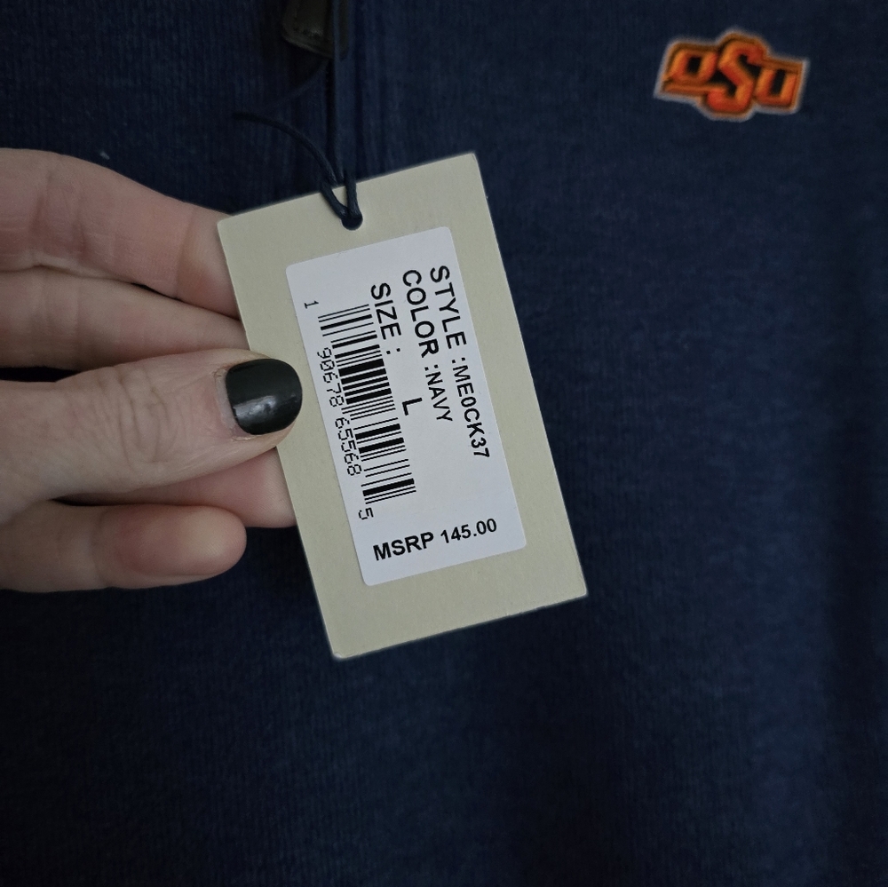 π PETER MILLAR OSU Oklahoma State University Quarter Zip Pullover Sweater - Picture 5 of 10